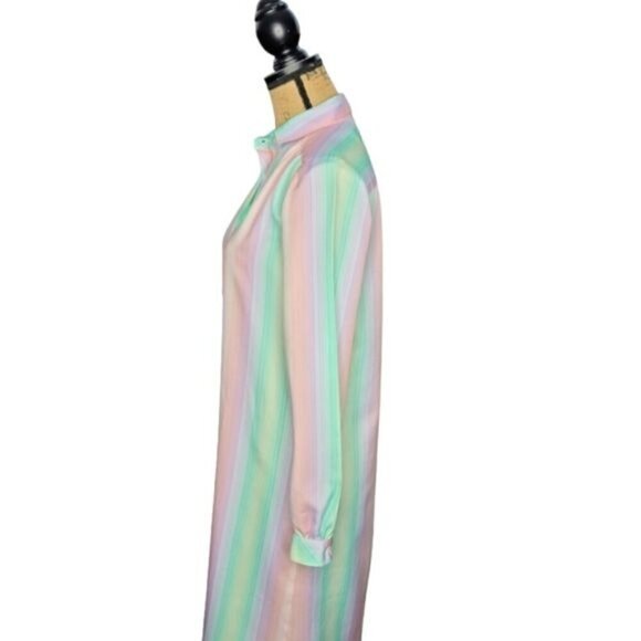 Vintage 60s Schrader Sport NY Pastel Striped Casual House Dress - Picture 5 of 13